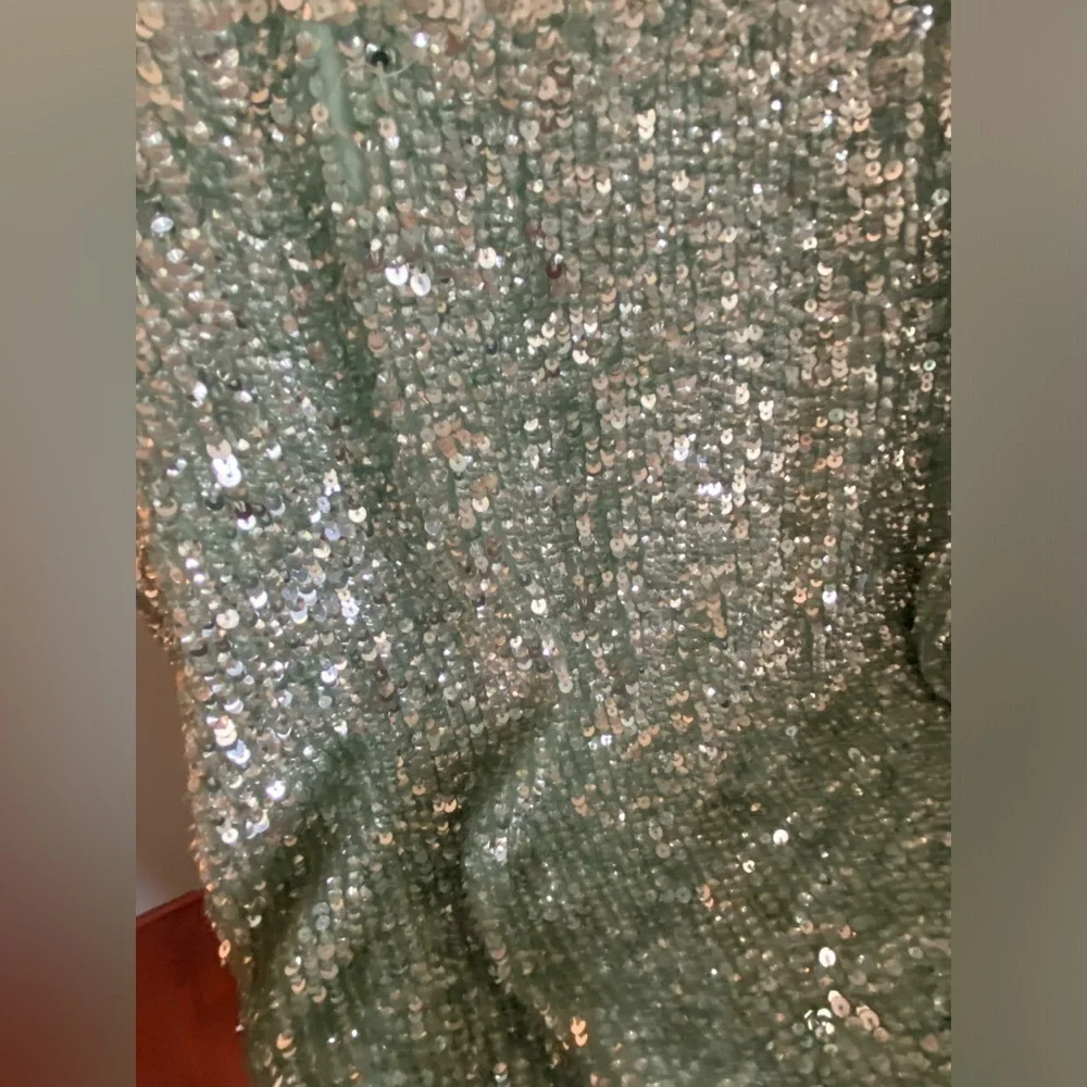 Renzo + Kai sequin mesh illusion tank size XS Mint Green